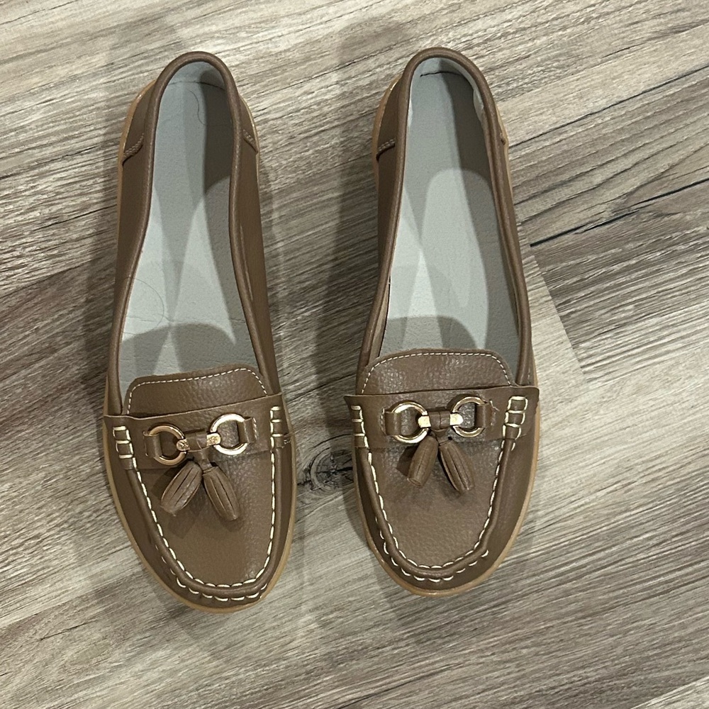 Brown Loafers with Gold Accents